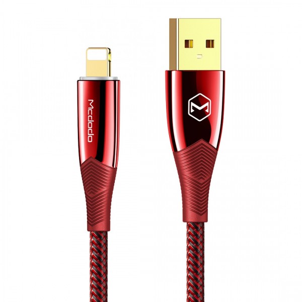 Câble USB vers Lightning Charge Rapide Auto Power OFF 1.2m 3A MAX Rouge