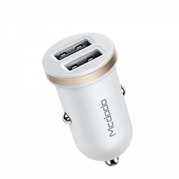 Chargeur Voiture Double port USB 2.4A 12W MAX Blanc