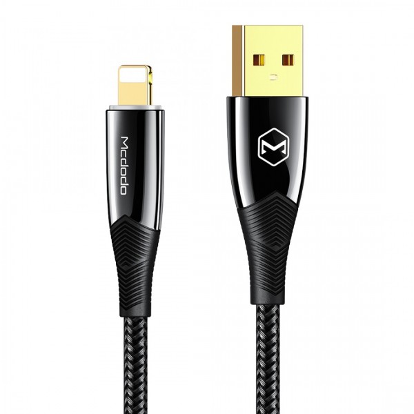 Câble USB vers Lightning Charge Rapide Auto Power OFF 1.2m 3A MAX Noir